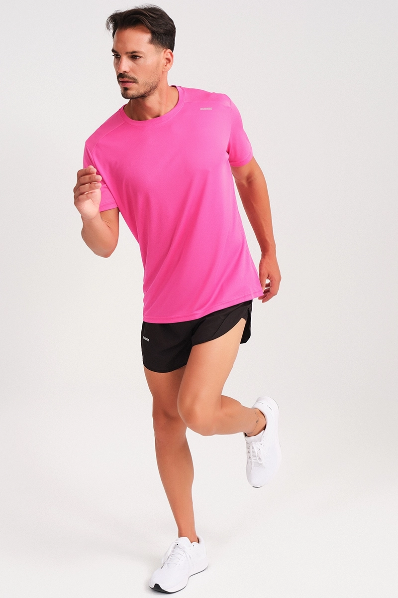 Camiseta Running Manga Corta Hombre Code Fucsia El Ctrico P