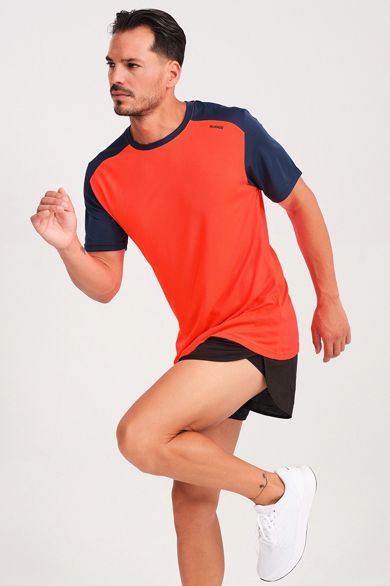 Camiseta Manga Corta Limit Naranja Fl Or Navy P