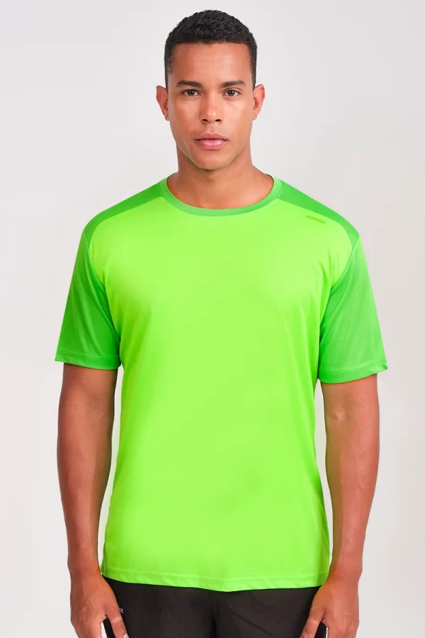 Camiseta Running Manga Corta Hombre Edel Verde Fl Or