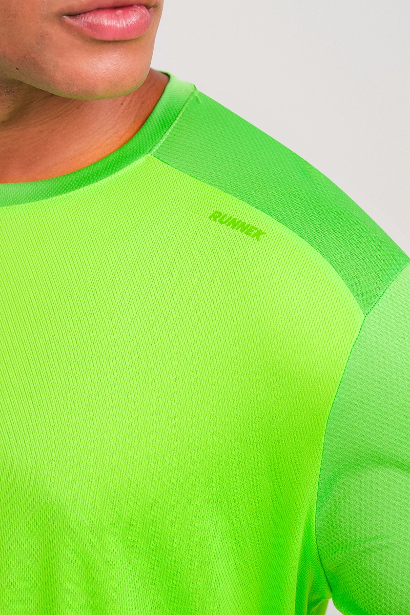 Camiseta Running Manga Corta Hombre Edel Verde Fl Or D