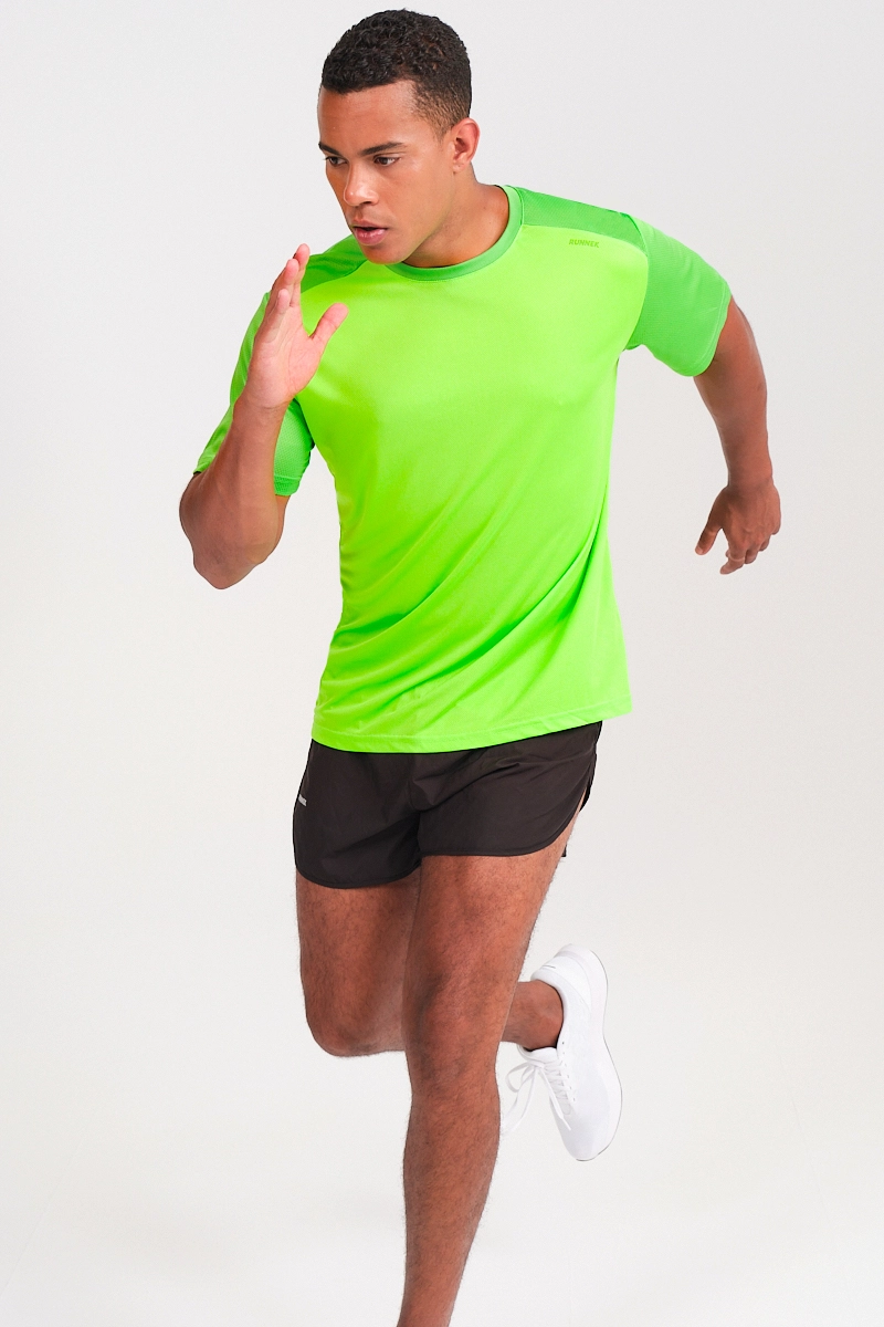 Camiseta Running Manga Corta Hombre Edel Verde Fl Or P