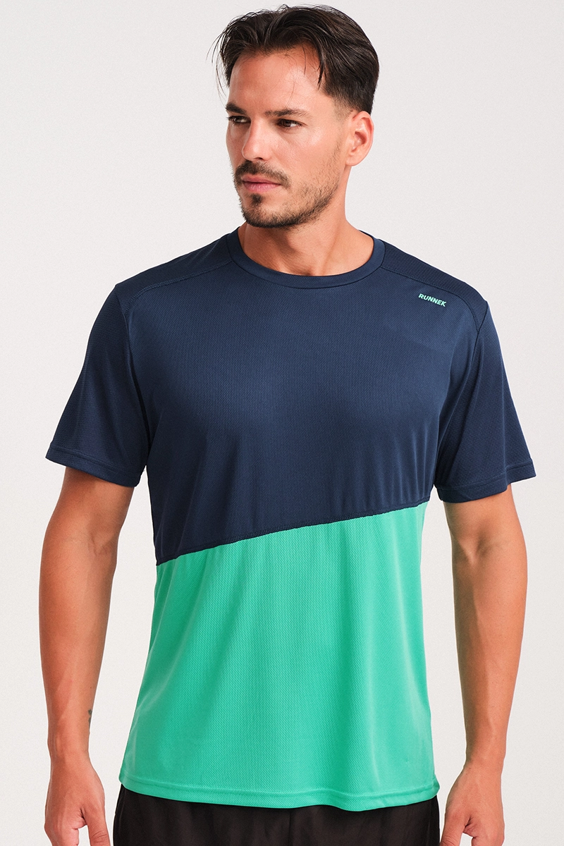 Camiseta Manga Corta Ikon Azul Navy Verde Mint