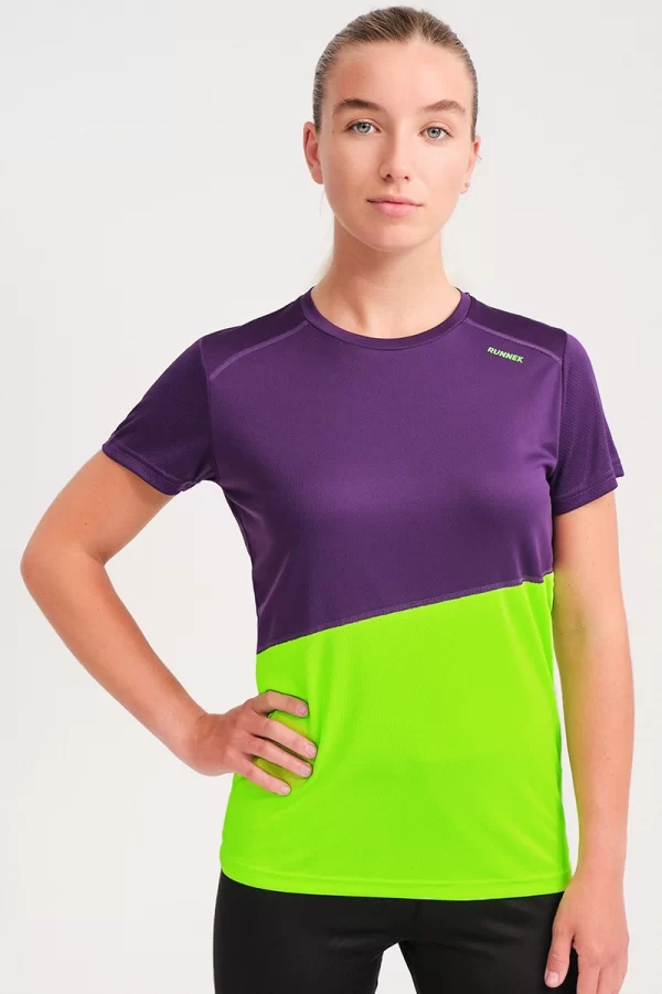 Camiseta Manga Corta Ikon Mujer Violeta Indigo Con Verde Ne N