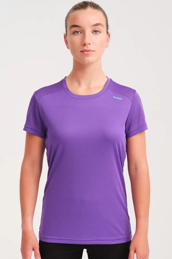 Camiseta Manga Corta Plain Morada Neon Mujer