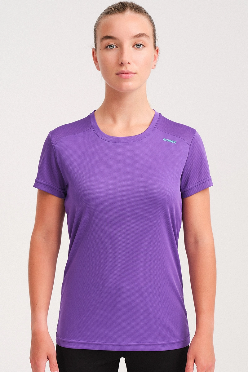Camiseta Manga Corta Plain Morada Neon Mujer