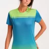 Camiseta Manga Corta Grady Verde Lima Azul Indigo Mujer