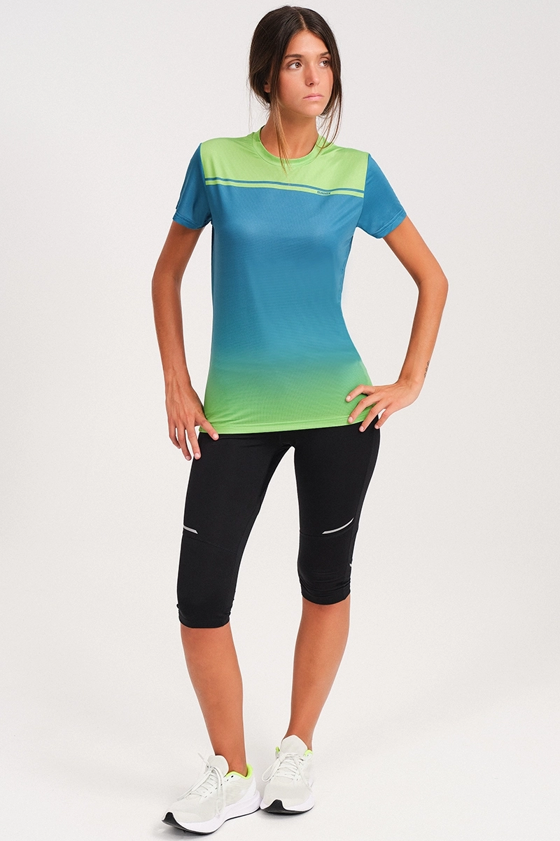 Camiseta Manga Corta Grady Verde Lima Azul Indigo Mujer P